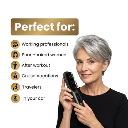 [NEW]  Portable Straightener Brush - GoBrush MAX + FREE Leather Pouch